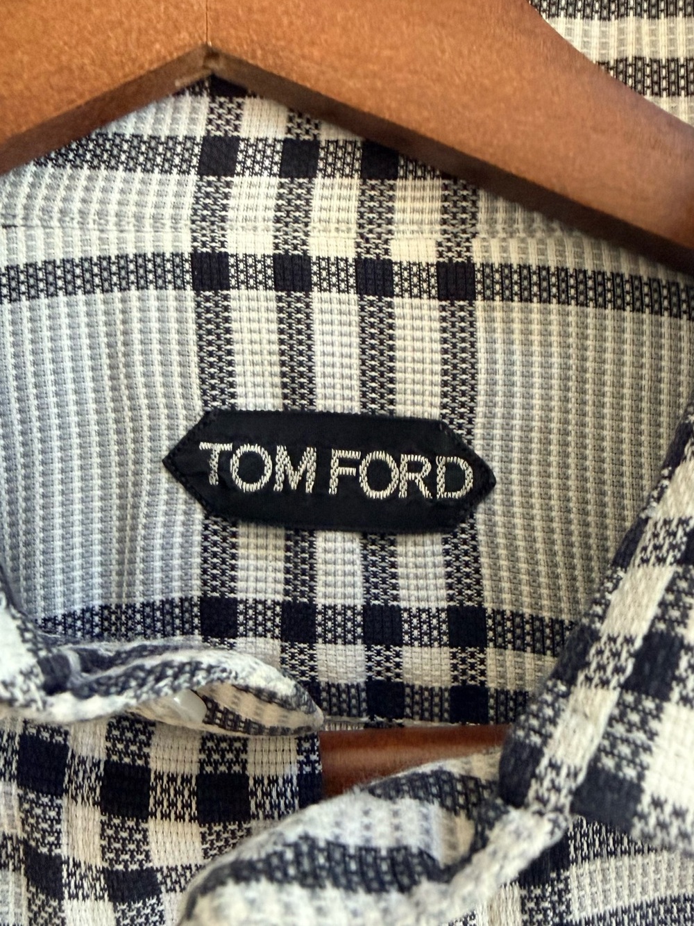 Tom Ford Black, Grey and White Plaid Long-Sleeve Shirt